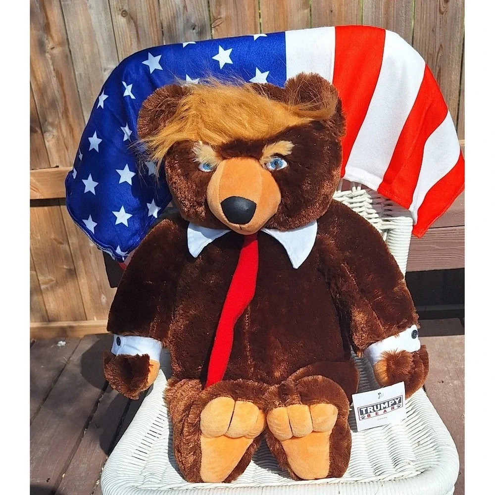 Trumpy Bear Deluxe Plush 22 inch Collectible with American Flag Blanket Inside - Picture 1 of 11